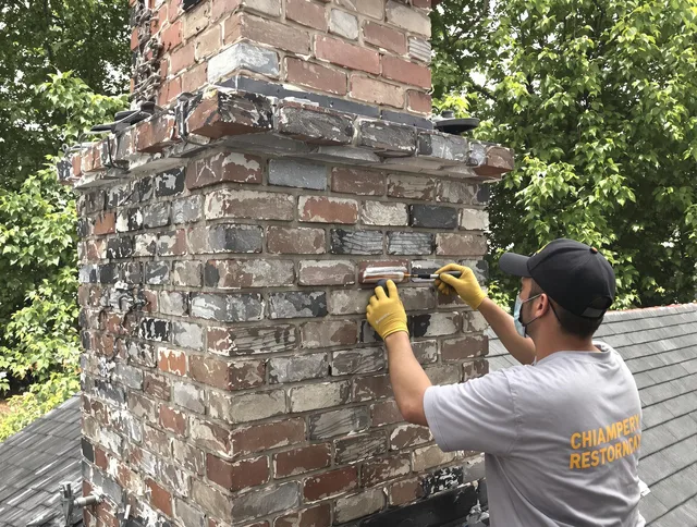 In-progress chimney restoration by Heath Chimney Sweep in Heath, OH