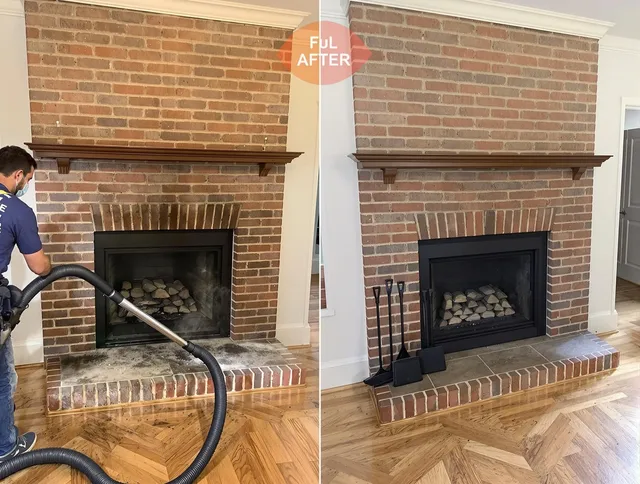Heath Chimney Sweep carefully sanitizing a fireplace in Heath, OH