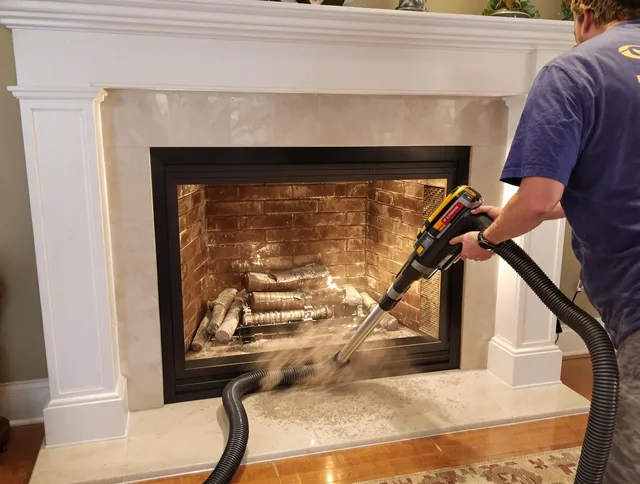 Fireplace cleaning performed by Heath Chimney Sweep in Heath, OH